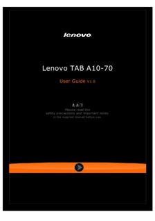 Lenovo Tab A 10-70 manual. Smartphone Instructions.