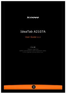 Lenovo A2107 manual. Smartphone Instructions.