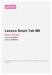 Lenovo Smart Tab M8 manual. Smartphone Instructions.
