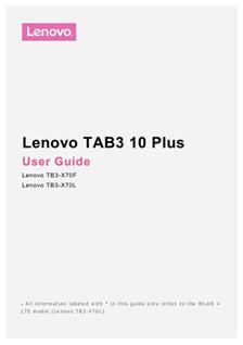 Lenovo Yoga Tab 3 10 Plus manual. Smartphone Instructions.
