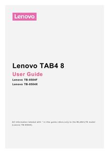 Lenovo Tab 4 8 manual. Smartphone Instructions.