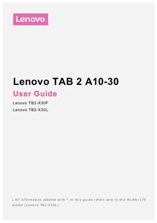 Lenovo Tab 2 A10-30 manual. Smartphone Instructions.
