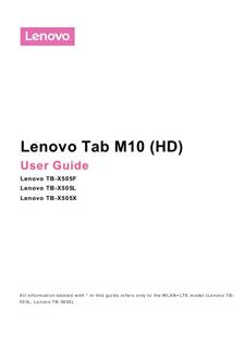 Lenovo Tab M10 - X505 manual. Smartphone Instructions.