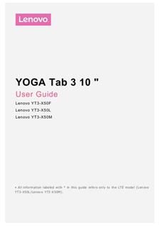 Lenovo Yoga Tab 3 10 manual. Smartphone Instructions.