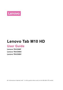 Lenovo Tab M10 - X306 manual. Smartphone Instructions.
