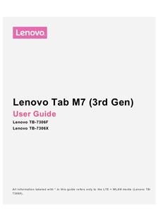 Lenovo Tab M7 3rd Generation manual. Smartphone Instructions.