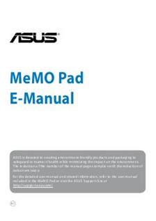 Asus Memo Pad manual. Smartphone Instructions.