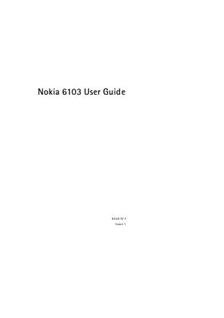 Nokia 6103 manual. Smartphone Instructions.