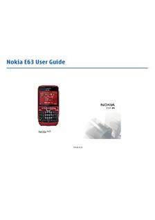Nokia E 63 manual. Smartphone Instructions.