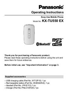 Panasonic KX TU550 manual. Smartphone Instructions.