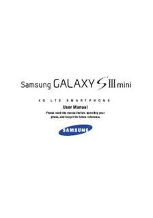 Samsung Galaxy S3 Mini manual. Smartphone Instructions.